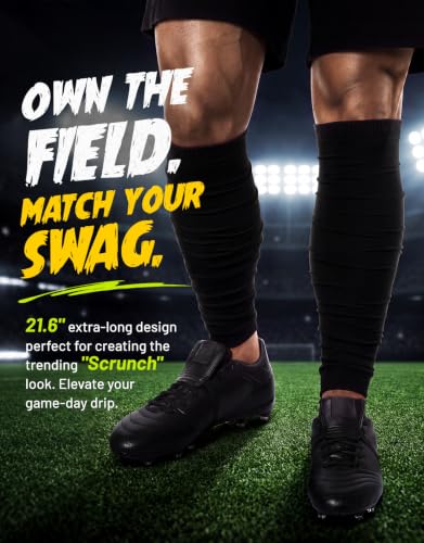 Football Leg Sleeves Scrunch Style Calf Compression Sleeve Men One Size - color: Black