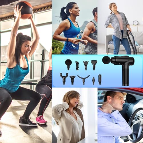 OLsky Massage Gun Deep Tissue 30 Speeds 9 Attachments Handheld (Black) - color: Black