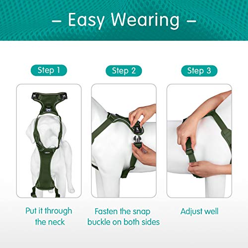 PoyPet Mesh Dog Harness, Reflective Breathable Puppy Vest for Small Dogs - color: Military Green, size: XS