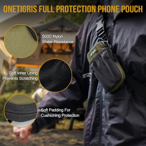ONETIGRIS Backpack Strap Pouch, MOLLE Phone Holster for Backpack & Belt - color: Green