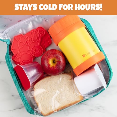 Kids Hard Ice Packs 3 Pack, Slim Reusable Freezer Packs for Lunch Boxes - color: Monster Truck Red