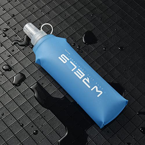 WRELS Soft Running Water Flask Soft Flasks Collapsible Soft Water Bottles Small BPA-Free for Sports Hiking Hydration Pack 5oz/8oz/17oz(BLACK,17oz) - color: Black, style: 500ml/17oz
