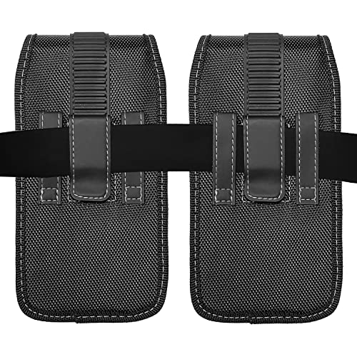 Nylon Cellphone Holster for iPhone 12/13/14/15/16 Pro Max/Plus, LG K92, Galaxy A04S A16 S23 Plus, TCL 30V 40 XE 50 XL - Vertical Case Canvas Waist Carrying Pouch with Belt Clip/Loops, Black - size: Medium