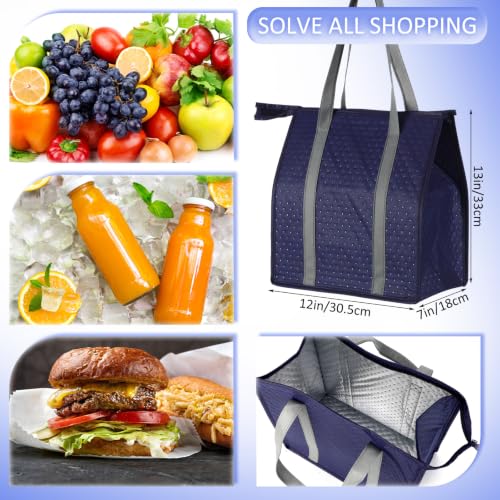 10 Pack Large 18L Insulated Grocery Bag Bulk Zippered, Dark Blue - color: Dark Blue