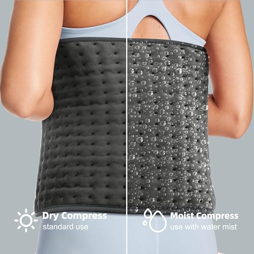 VALGELUIK Heating Pad for Back Pain Relief, 12"x24" Electric Heat Pad Gifts - color: Deep Gray, size: 12 Inch x 24 Inch