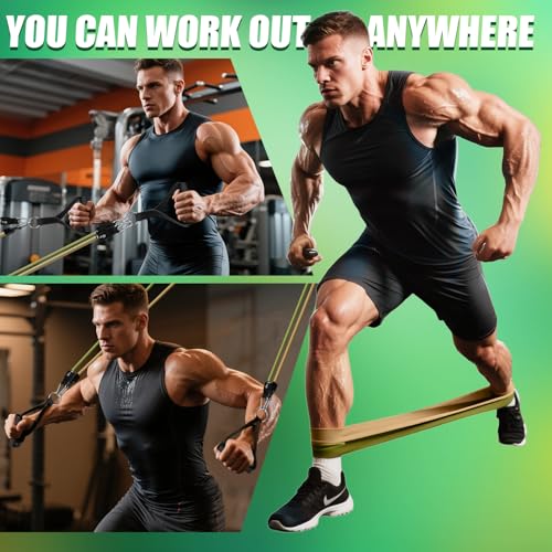 WHATAFIT Resistance Bands with Handles, 150 lb Exercise Bands Set - color: Green 16PCS