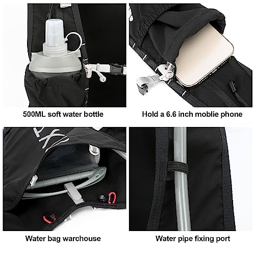 INOXTO Running Hydration Vest Backpack,Lightweight Insulated Pack with 1.5L Water Bladder Bag Daypack for Hiking Trail Running Cycling Race Marathon for Women Men - color: Black white