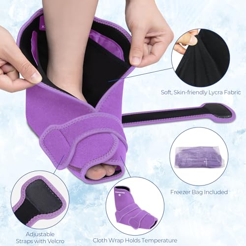 KingPavonini Ankle Foot Ice Pack, Standard Size, Purple, 1 Wrap+4 Gel Packs - size: Standard, style: Purple (1 Wrap+4 Gel Packs)