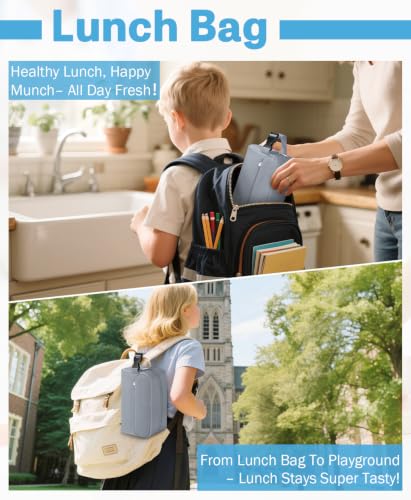Small Insulated Lunch Bag: Reusable Small Lunch Box, Mini Soft Cooler Bag - color: Gray