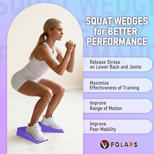 Squat Wedge Block For Deeper Squat: 2200LBS Capacity with Guide & Carry Bag - color: Purple