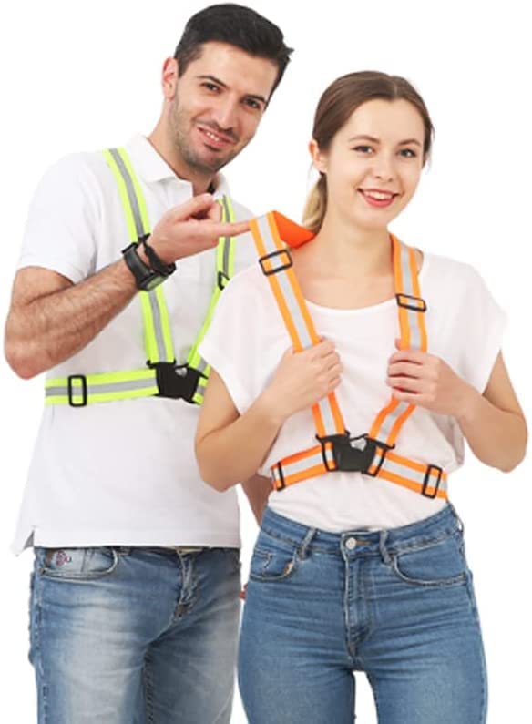Reflective Vest with Hi Vis Bands, Fully Adjustable & Multi-Purpose: Running, Cycling, Motorcycle Safety, Dog Walking - High Visibility Pink 1PCS