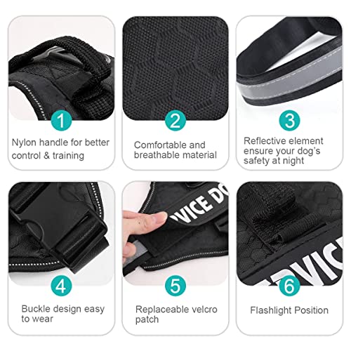 MUMUPET Custom Dog Harness with 2 Personalized Name & Phone Patches - color: Black-Custom, size: X-Small