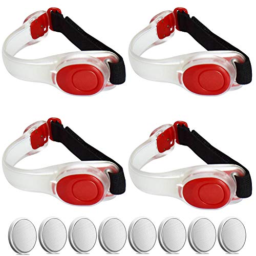 Premium LED Light Up Armband, Reflective Adjustable Wearable Silicone Running Belt Strap/Waterproof Glow in The Dark for Running Jogging Walking Cycling Concert Camping Outdoor Sports - color: Red - 4 Pack