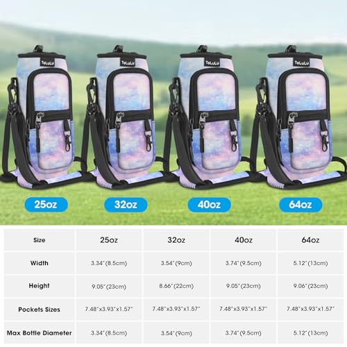 ToLuLu 25/32/40oz Water Bottle Carrier Bag Pocket,Insulated Neoprene Adjustable Shoulder Strap Water Bottle Pouch Case, Crossbody Water Bottle Holder Sling Sleeve for Men Women Adults - color: Galaxy, size: 25 OZ