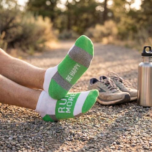 Gone For a Run Motivational Ankle Running Socks - Affirmation Runners Gifts - color: Run More (Lime)