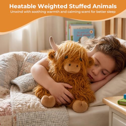 Microwavable Highland Cow Stuffed Animals, Heatable & Coolable Plush Toys - style: A-Brown Highland cow