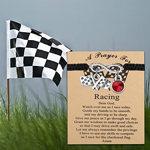 MYOSPARK Racing Gift Racing Bracelet Racing Enthusiast Gift Racing Flag Charm Jewelry Race Day Gift Drag Racing Gift - color: Racing Card BR
