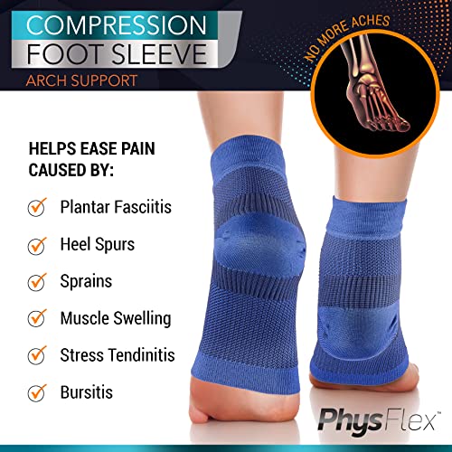 Ankle Brace Socks - Ankle Compression Sleeve - Foot Brace for Women & Men - color: Blue, size: Medium