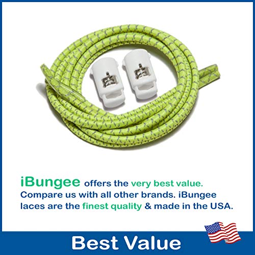 IBUNGEE LACES (Elastic No Tie Shoelaces (Made in the USA) - color: Yellow Reflective, size: 22-inch