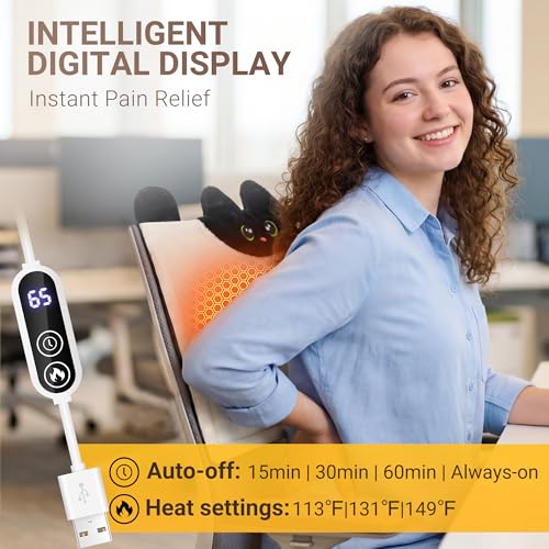 Cute Portable Cat-Shaped USB Heating Pad with 4 Heat Settings & Auto-Off - color: Beige
