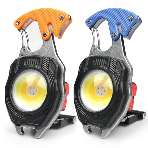 MAKDAK 2PC Keychain Flashlight Rechargeable Cob Keychain Work Light 7 Modes 1600Lumen High Lumen Flashlights for Emergencies,EDC - color: (Orange and Blue)*1PC