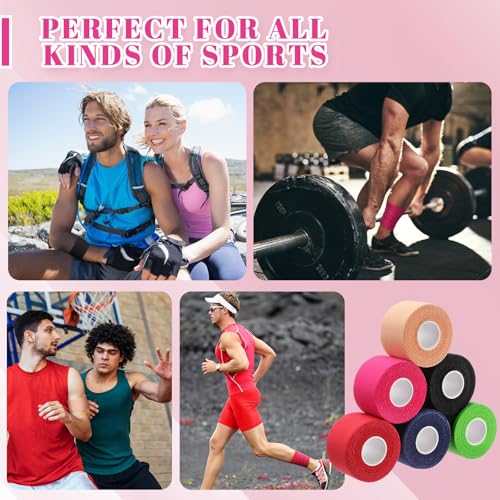 Geiserailie 6 Rolls Pre Wrap Wrist Tape Colorful, 1.5"x10 Yards No Residue