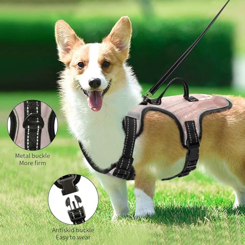 Rose Gold Abstract Marble Dog/Cat Harness, Reflective No-Pull Pet Harness with 2 Leash Clips, Fully Adjustable Soft Padded Dog Vest, No-Choke Pet Oxford Vest - color: Rose Gold Abstract Marble, size: S