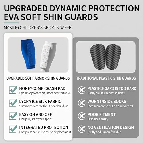 2 Pairs Soccer Shin Guards for Kids Youth Adult with Honeycomb Pads - color: Black, size: Small
