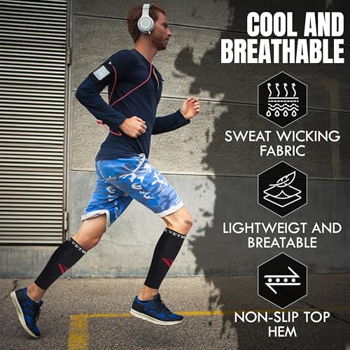 Calf Compression Sleeve – Leg Compression Sleeve for Men & Women – Black Support Sleeves for Sports, Travel & Recovery ,Splints, Pain Relief ,Varicose Veins, Nursing, Pregnancy and Running - size: Medium