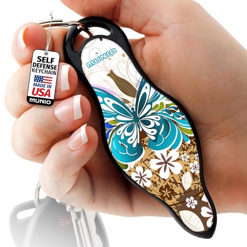 MUNIO Self Defense Keychain – Lightweight, Stylish & Portable Safety Tool for Women & Men – Non-Lethal Kubotan, Easy to Use - color: Brownie