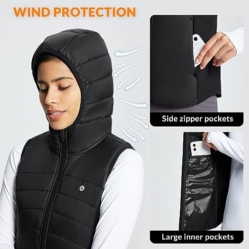 baleaf Women's Winter Running Vest Fleece Hooded Jacket Warm Slim fit - color: Black, size: Large