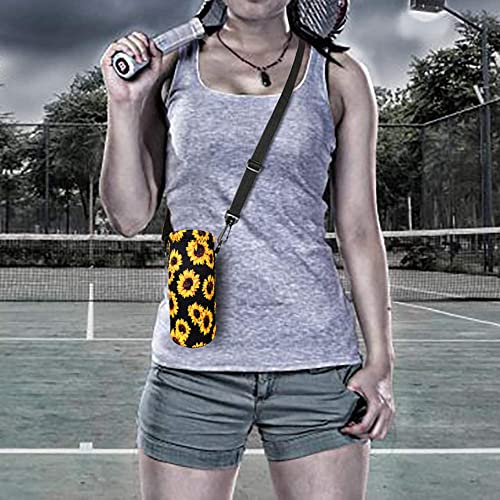 RICHEN Neoprene Water Bottle Carrier Bag with Adjustable Shoulder Strap,Insulated Water Bottle Cover for Stainless Steel/Glass/Plastic Bottles - color: Sunflowers, size: 500ml