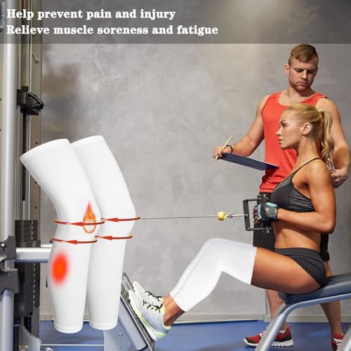 Skylety Compression Leg Sleeves Men Women - color: White, size: Medium