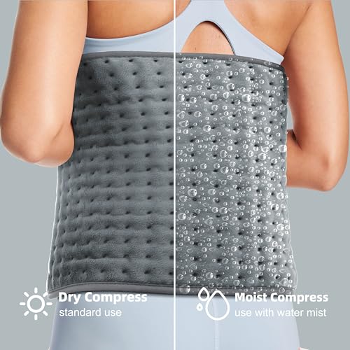 VALGELUIK Heating Pad for Back Pain Relief, 12"x24" Electric Heat Pad Gifts - color: Light Gray, size: 12 Inch x 24 Inch