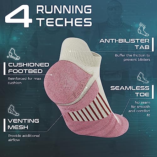 Rahhint Running Ankle socks Coolmax Moisture Wicking & Breathable Cushioned - color: Purple, size: Medium