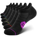 CS CELERSPORT 6 Pack Women's Ankle Running Socks Cushioned Low Cut Tab Athletic Socks - color: Black Mixed, size: Small