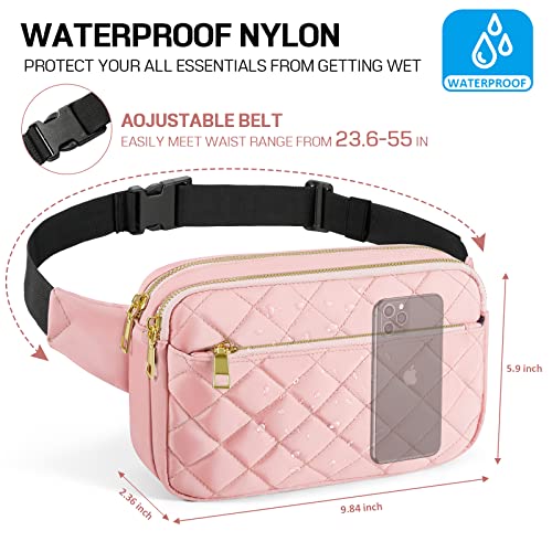 CXWMZY Fashion Fanny Packs for Women & Men, Girls Boys Teens Waist Bag Hip Bum Bag Cute Fanny Pack Casual Bum Bag with Multi-Pockets Adjustable Belts for Disney Traveling Cycling Running (Pink) - color: Pink