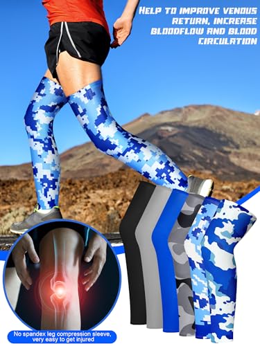 Suhine 6 Pairs Sports Leg Sleeves UV Protect Compression Long Knee Sleeves for Men Women Basketball Football Running Cycling - style: Classic