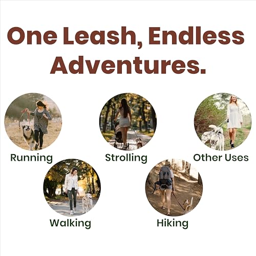 Hands Free Dog Leash 2 Dogs with Padded Handles and Zipper Pouch for Treats