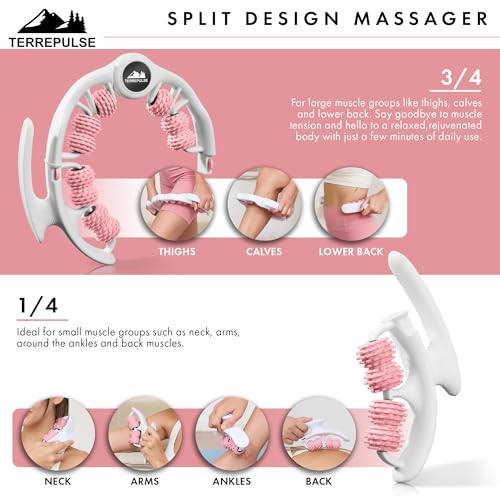 Anti Cellulite Roller & Lymphatic Drainage Massager | Deep Tissue Fascia Blaster & Muscle Roller | Tool for Sore Arms, Legs, Shoulders, Stomach & Buttocks (Pink) - color: Pink