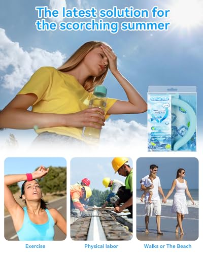 Neck Cooling Tube Wraps Ice Ring Neck Cooler Personal Ice Pack Wrap for Hot Weather Gel Reusable Wearable Gel Cooling for Summer Heat Hot Flashes Freezer Below 64.4℉ - color: Blue
