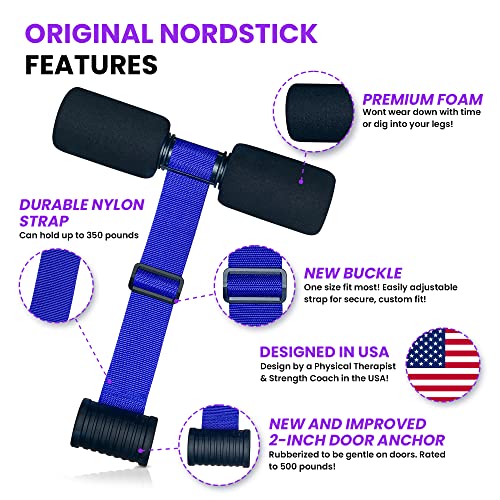 NordStick Nordic Hamstring Curl Strap - Original Nord Stick Exercise Set for Home and Travel - 5 Second Set Up - style: Original - Sapphire Blue