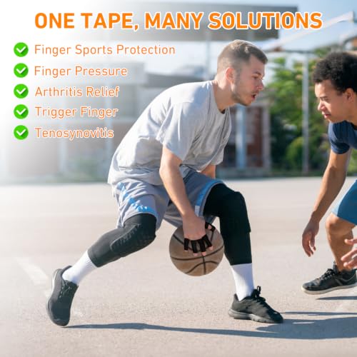 KTQUICK Precut Finger Kinesiology Tape, 40 PCS, 20% Stronger Adhesive,Black - color: Black