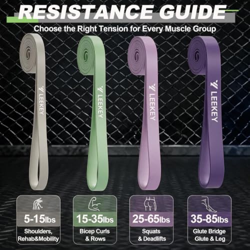 LEEKEY Resistance Bands Set for Pull Up Assistance & Exercise - color: Gray Purple
