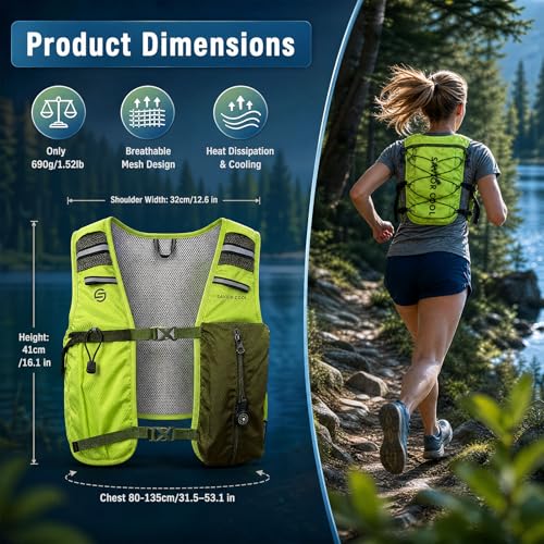 Cooling Vest for Men Women, Hydration Vest for Running Hiking - color: Green