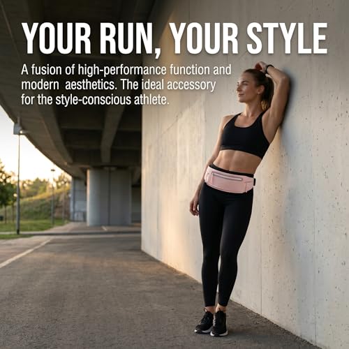 Running Belt for Women Men, Slim No-Bounce Waist Pack, Water Resistant Reflective Phone Holder Fits Phones up to 7.5 inch, Adjustable Fanny Pack for Running Jogging Hiking (Pink) - color: Pink