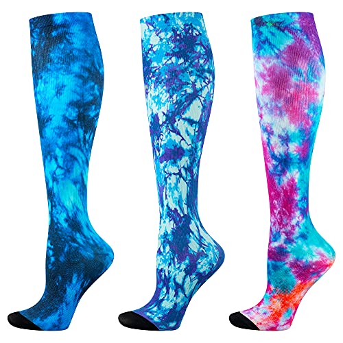LEVSOX Compression Socks Women and Men, 20-30mmHg, Best for Nurses, Travel, Pregnancy - color: 3 Pairs Tie Dye, size: Medium