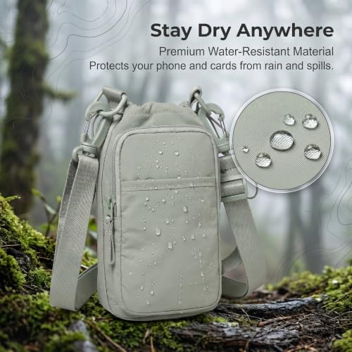 Water Bottle Holder with Strap, Crossbody Sling Bag for Walking Hiking - color: Pale Green