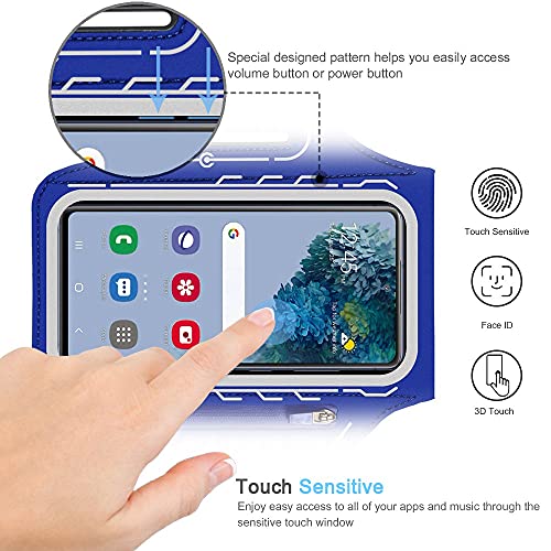 Armband for Samsung Galaxy S26 S25 S24 S23 S22 Ultra/Plus/FE, Gym Running Workouts Arm Band with Earbuds Holder (Nav Blue) - color: Nav Blue