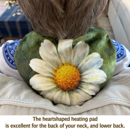 Heat Pack - Microwavable Heating Pads - Microwave Heating Pad for Pain Relief & Comfort - Suitable for The Neck, Back, Shoulders, Hips, Stomach Cramps & More - Neck Heat Wrap - Gift - size: HEART, style: Bunch of Daisies